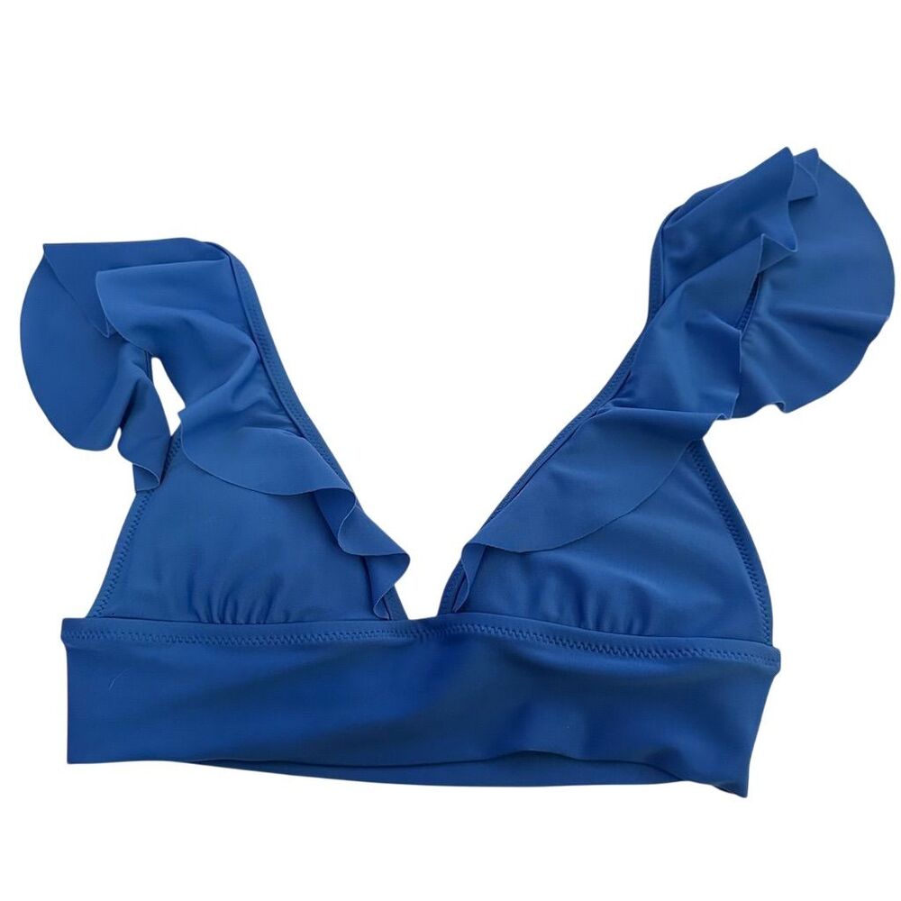 Aerie‎ Women's XS Blue Ruffle Triangle Bikini Top
